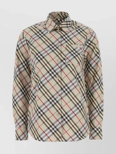 Burberry Embroidered Poplin Shirt With Long Sleeves