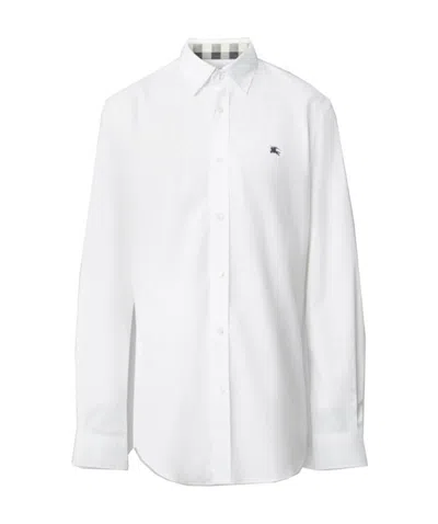 Burberry Embroidered Shirt With Logo In White