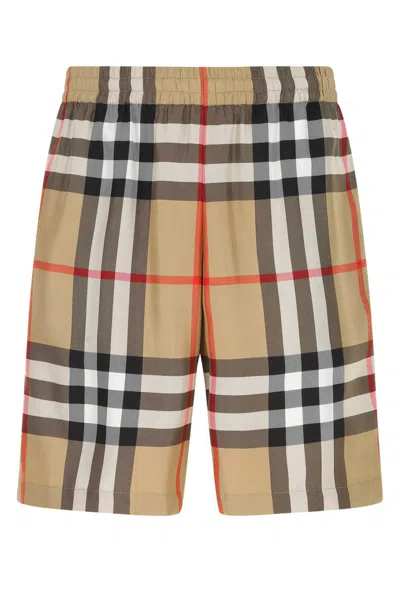 BURBERRY EMBROIDERED SILK BERMUDA SHORTS