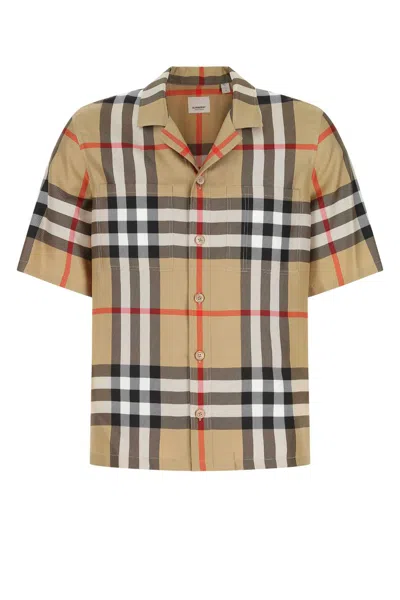 Burberry Silk Twill Bowling Shirt In Brown