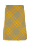 Burberry Fringed Pleated Checked Woven Mini Wrap Skirt