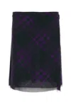 Burberry Asymmetrical High-waisted Silk Skirt With Plaid Pattern In Purple