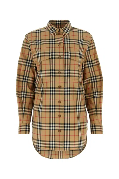 BURBERRY EMBROIDERED STRETCH COTTON SHIRT