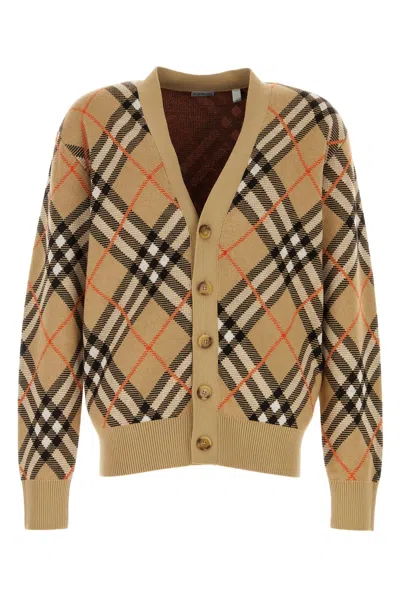 BURBERRY EMBROIDERED STRETCH WOOL BLEND CARDIGAN