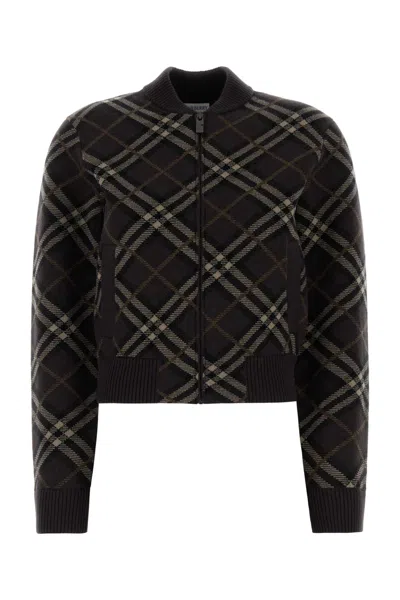Burberry Embroidered Stretch Wool Blend Cardigan In Multi