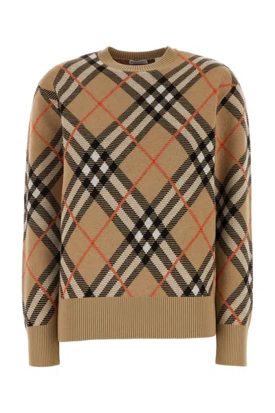 BURBERRY EMBROIDERED STRETCH WOOL BLEND SWEATER