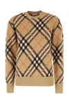 Burberry Embroidered Stretch Wool Blend Sweater In Brown