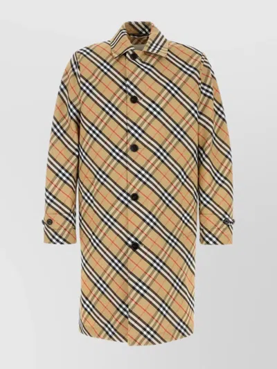 BURBERRY EMBROIDERED TRENCH COAT CHECKED PATTERN