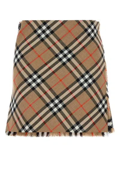 BURBERRY BURBERRY EMBROIDERED TWILL MINI SKIRT