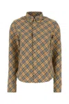 Burberry Beige Oversize Shirt With All-over Check Motiv In Cotton Woman In Neutral
