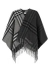 Burberry Split Check Fringe Trim Cashmere Cape