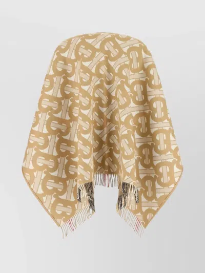Burberry Embroidered Wool Blend Cape In Neutral