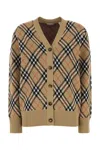 Burberry Wool And Mohair Blend Check Cardigan Women In Brown