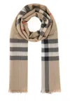 BURBERRY EMBROIDERED WOOL BLEND FOULARD