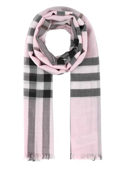 BURBERRY EMBROIDERED WOOL BLEND FOULARD