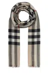 Burberry Embroidered Wool Blend Foulard In Stone