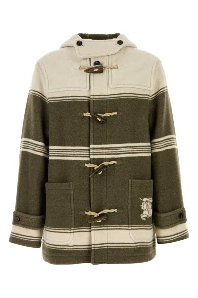 Burberry Men Embroidered Wool Blend Harrogate Montgomery In Green