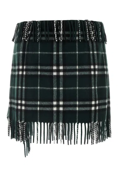 BURBERRY EMBROIDERED WOOL BLEND MINI SKIRT