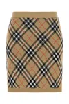 Burberry Embroidered Wool Blend Mini Skirt In Brown