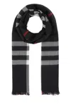 Burberry Giant Check Wool And Silk Blend Scarf In Blue