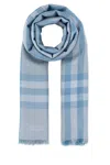 Burberry Embroidered Wool Blend Scarf With Checked Pattern In Drizzleipcheck
