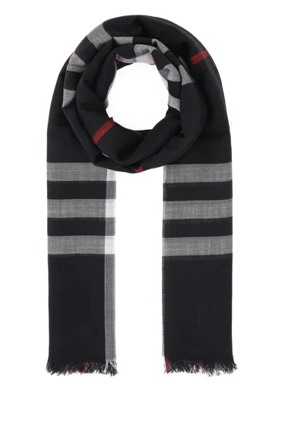 BURBERRY EMBROIDERED WOOL BLEND SCARF