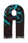 Burberry Embroidered Wool Blend Scarf In Otter