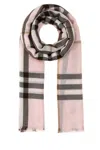 Burberry Embroidered Wool Blend Scarf In Pink