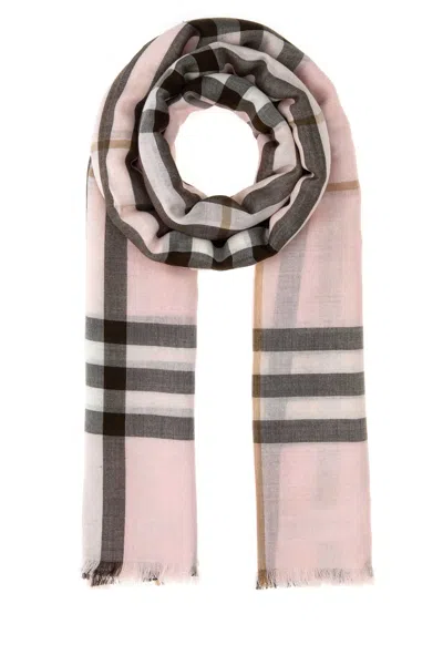 Burberry Embroidered Wool Blend Scarf In Pink