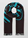 Burberry Embroidered Wool Blend Scarf With Fringe In Brown