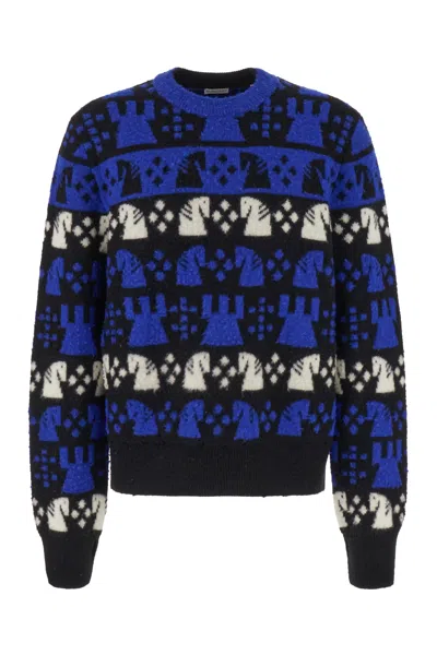 Burberry Chess Wool Blend Sweater In Multicolor