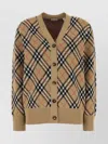 Burberry Check V-neck Cardigan In Wool And Mohair Blend In Brown