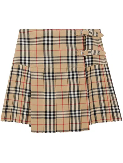 BURBERRY BURBERRY EMBROIDERED WOOL MINI SKIRT