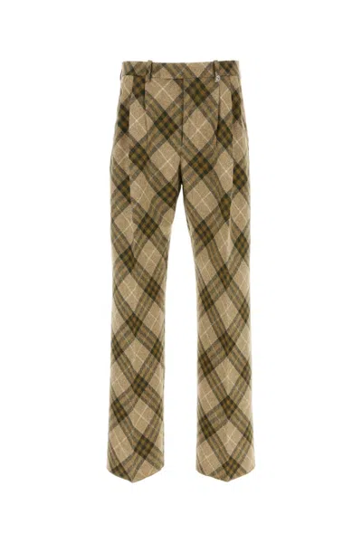 Burberry Embroidered Wool Pant In Campipcheck