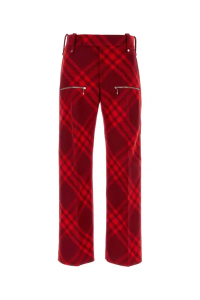 Burberry Plaid-check Wide-leg Wool Trousers In Multi