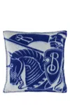 Burberry Embroidered Wool Pillow In Blue