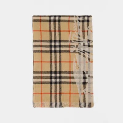 BURBERRY BURBERRY EMBROIDERED WOOL SCARF