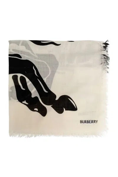 BURBERRY BURBERRY EMBROIDERED WOOL SCARF