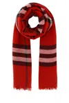 Burberry Embroidered Wool Scarf In Red