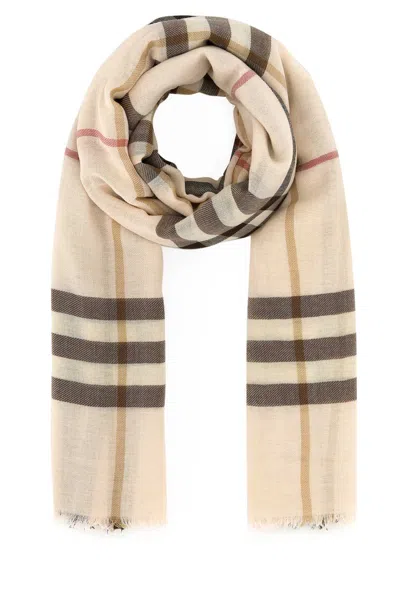 Burberry Embroidered Wool Scarf In Alabasterpinkipck