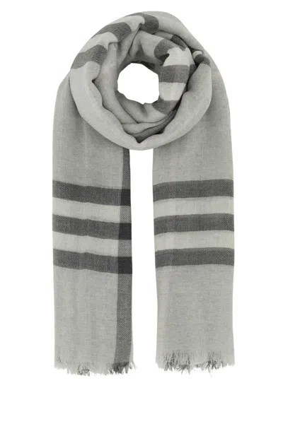 Burberry Embroidered Wool Scarf In Gray