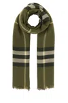 Burberry Embroidered Wool Scarf In Green