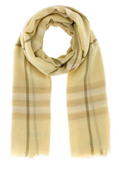 Burberry Embroidered Wool Scarf In Neutral