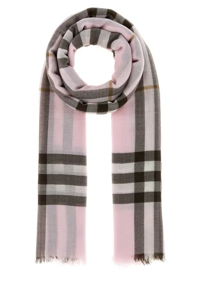 Burberry Embroidered Wool Scarf In Pink