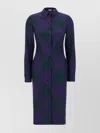 Burberry Embroidered Wool Shirt Dress In Blue