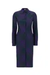 Burberry Embroidered Wool Shirt Dress In Royal Ip Check