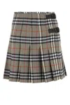 Burberry Womens Check-print Pleated Wool Mini Skirt Crater Dk Charcoal C In Multi