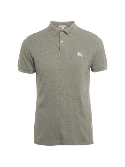Pre-owned Burberry Embroidered-logo Short-sleeve Polo Shirt In Gray