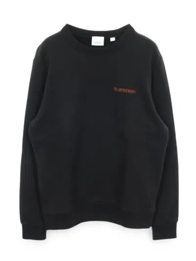 Pre-owned Burberry Embroidery Crew Neck Sweatshirt In Black