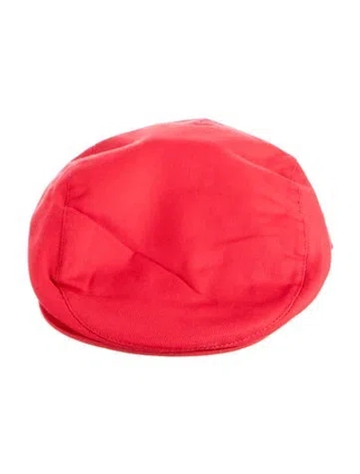 Pre-owned Burberry Embroidery Newsboy Hat W/tags In Red
